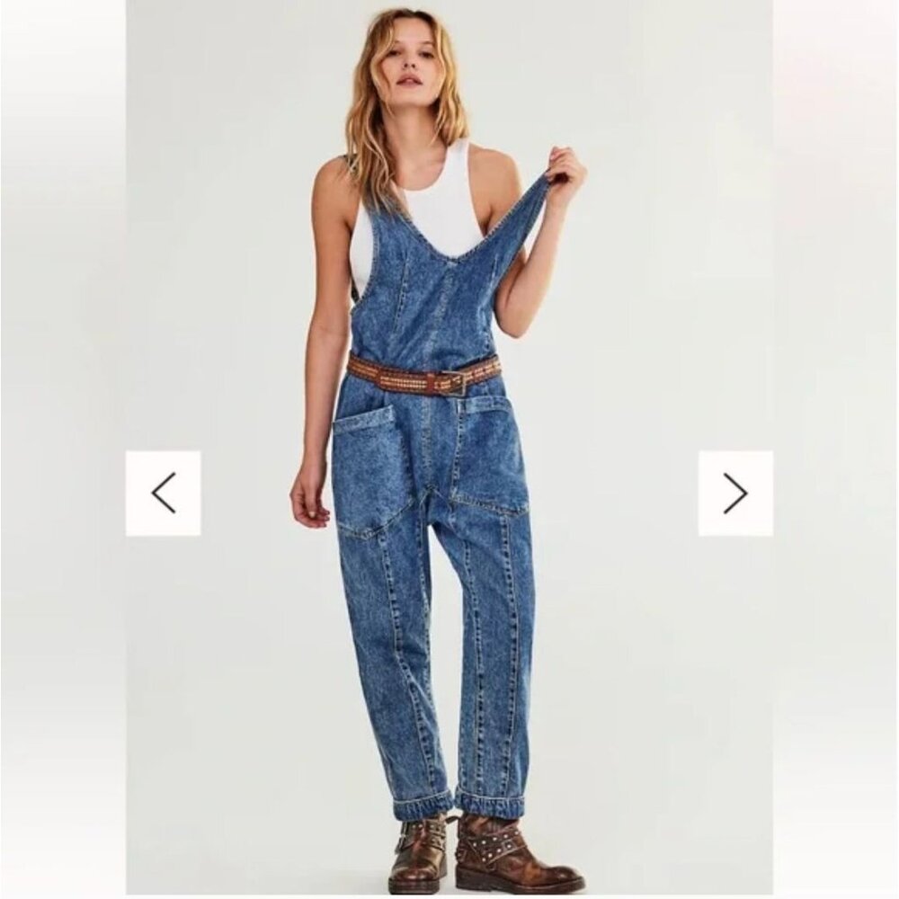 We the Free High Roller Jumpsuit Oversized Boho Relaxed Fit Western Cotton L